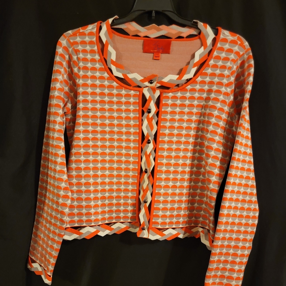 Zac Posen Z Spoke New York button front jacket with lattice detail Sz L